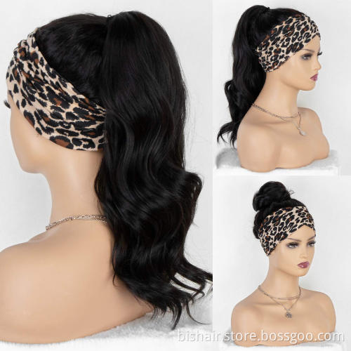 Body Wave headband wig natural color long wavy wig is suitable for black ladies without glue wig with headband 150% density